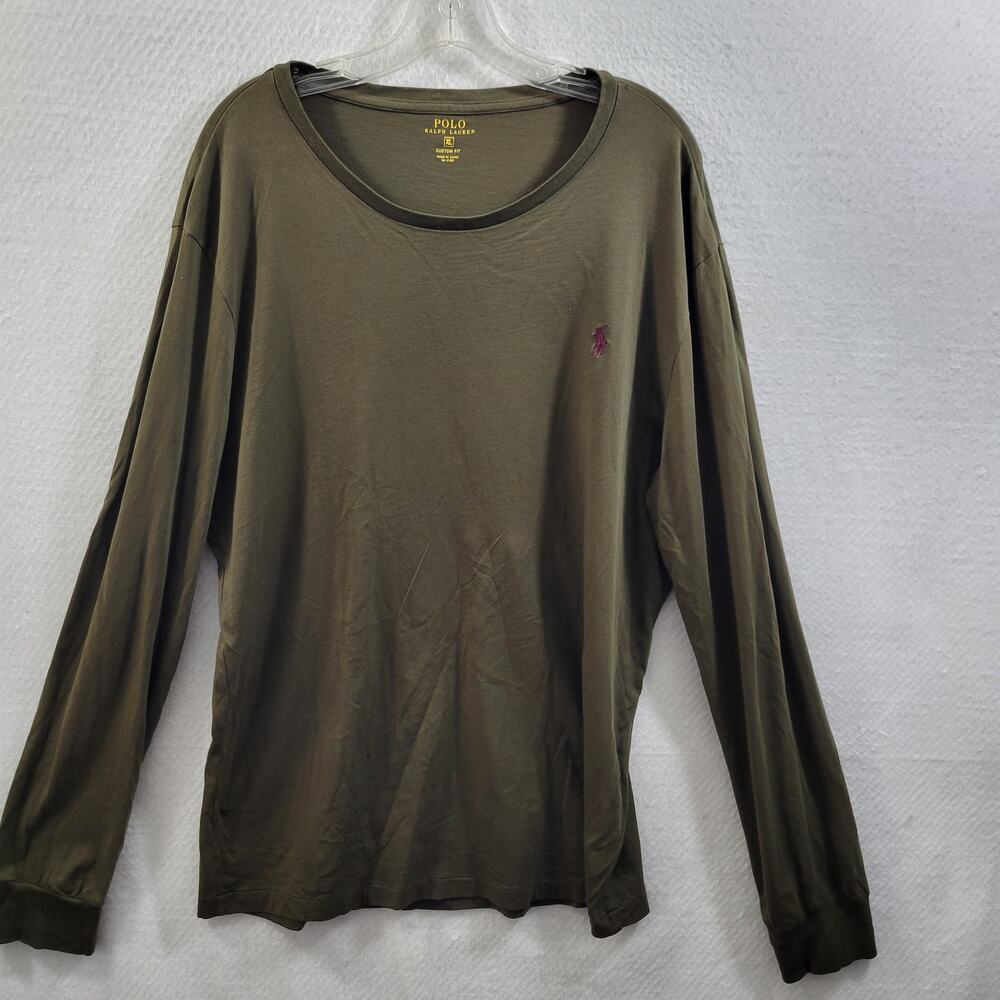 Polo Ralph Lauren Olive Green Custom Fit Crew Neck T Shirt Size XL 71424-0849